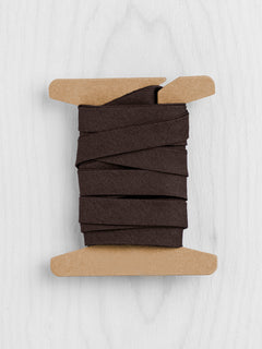 Double-Fold Cotton Poplin Bias Tape - 1/2" (13mm) wide - Chocolate