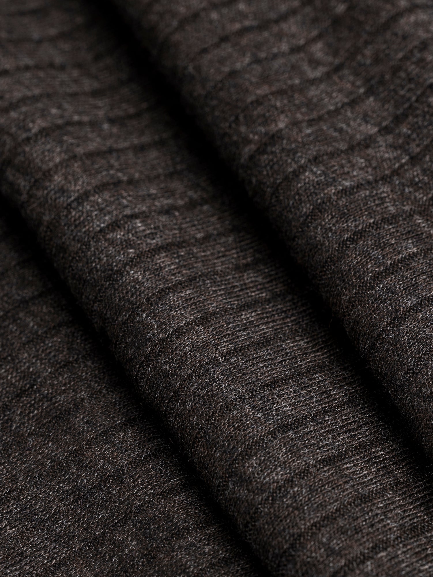 Cotton Wool Blend Wide Rib Knit Deadstock Chocolate