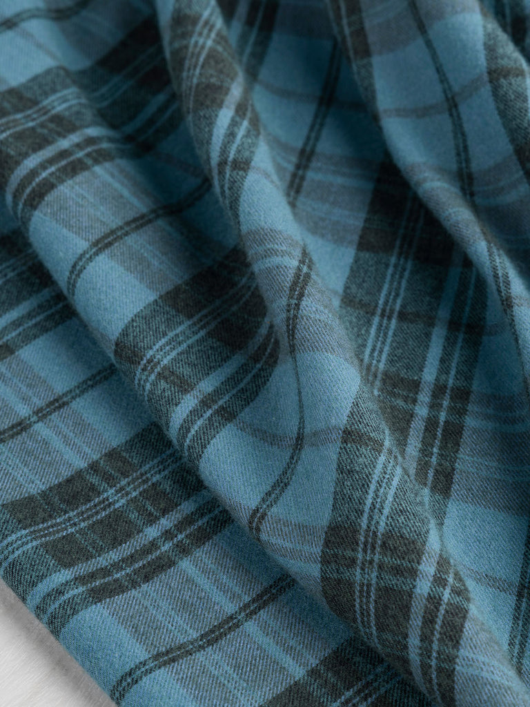 Plaid Cotton Flannel - Teal + Hunter Green