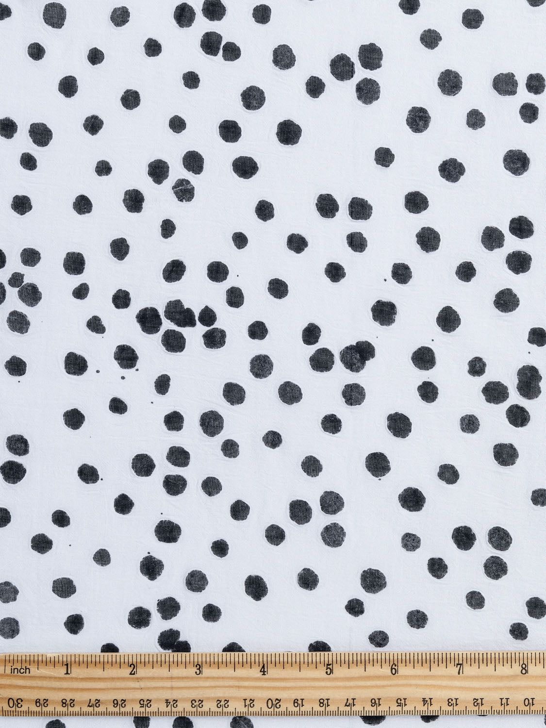 Hand Dyed Dotted Batik Cotton - White + Black - Swatch