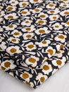 Illustrated Daisy Print Cotton Poplin - Black + White + Ochre | Core Fabrics