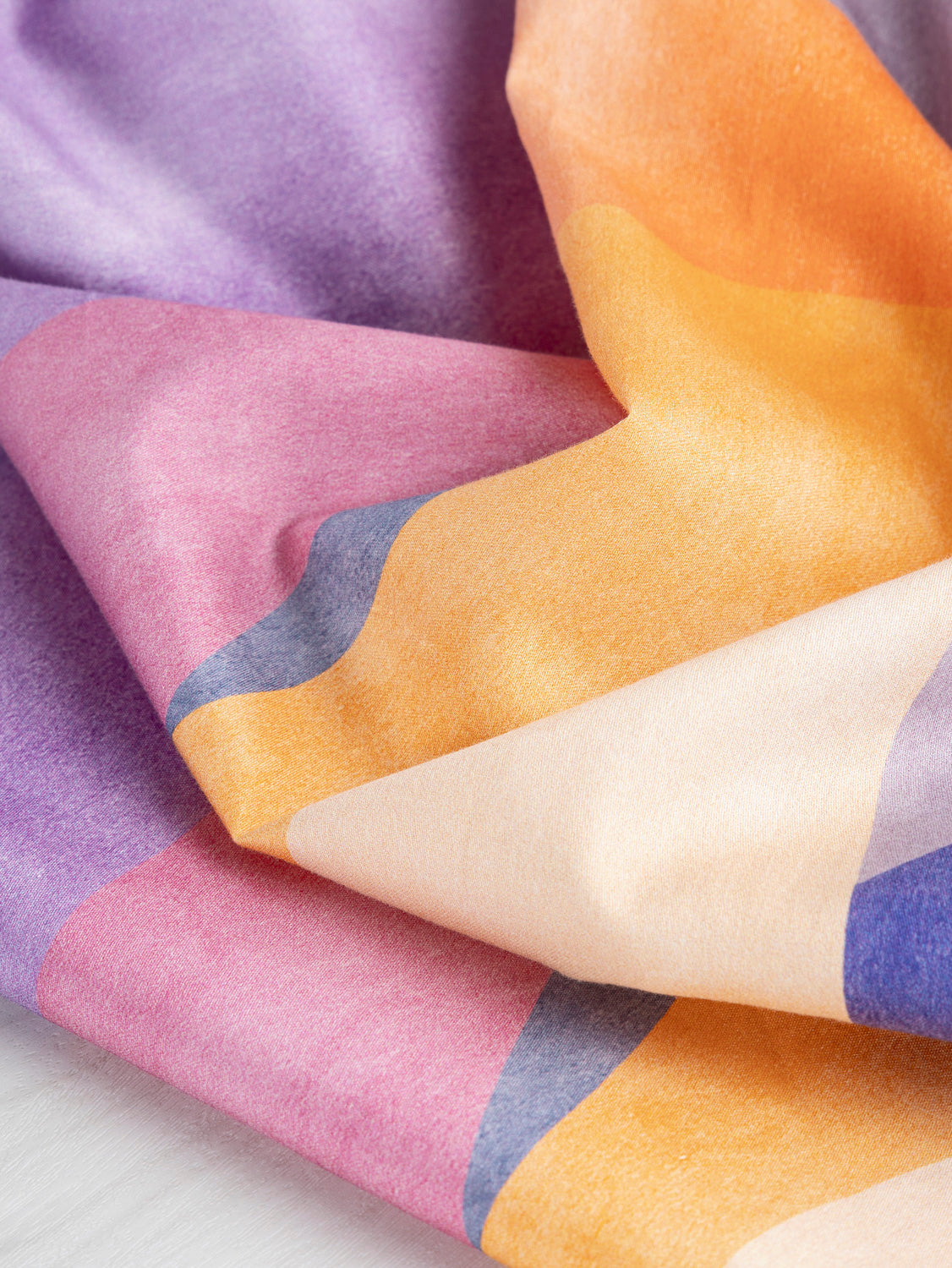 Large Abstract Boho Print Cotton Lawn - Purple + Orange + Fig | Core Fabrics