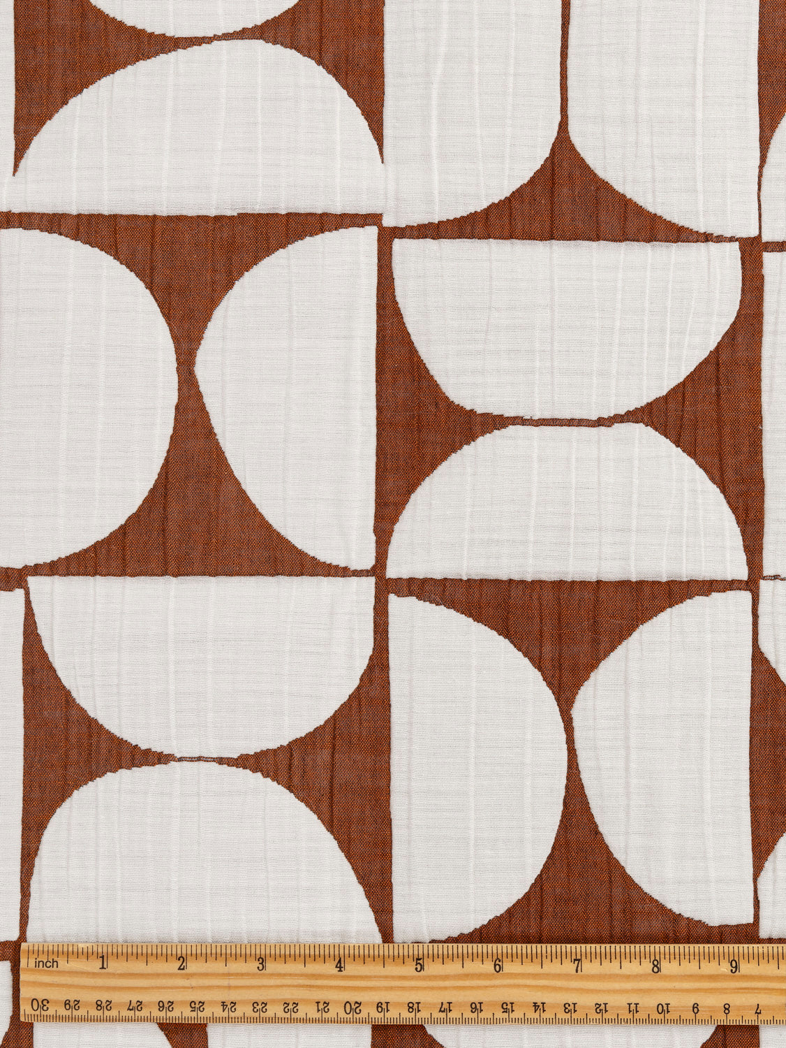 Double Sided Half Circle Quilted Cotton Jacquard with Batting - Rust + Cream | Core Fabrics