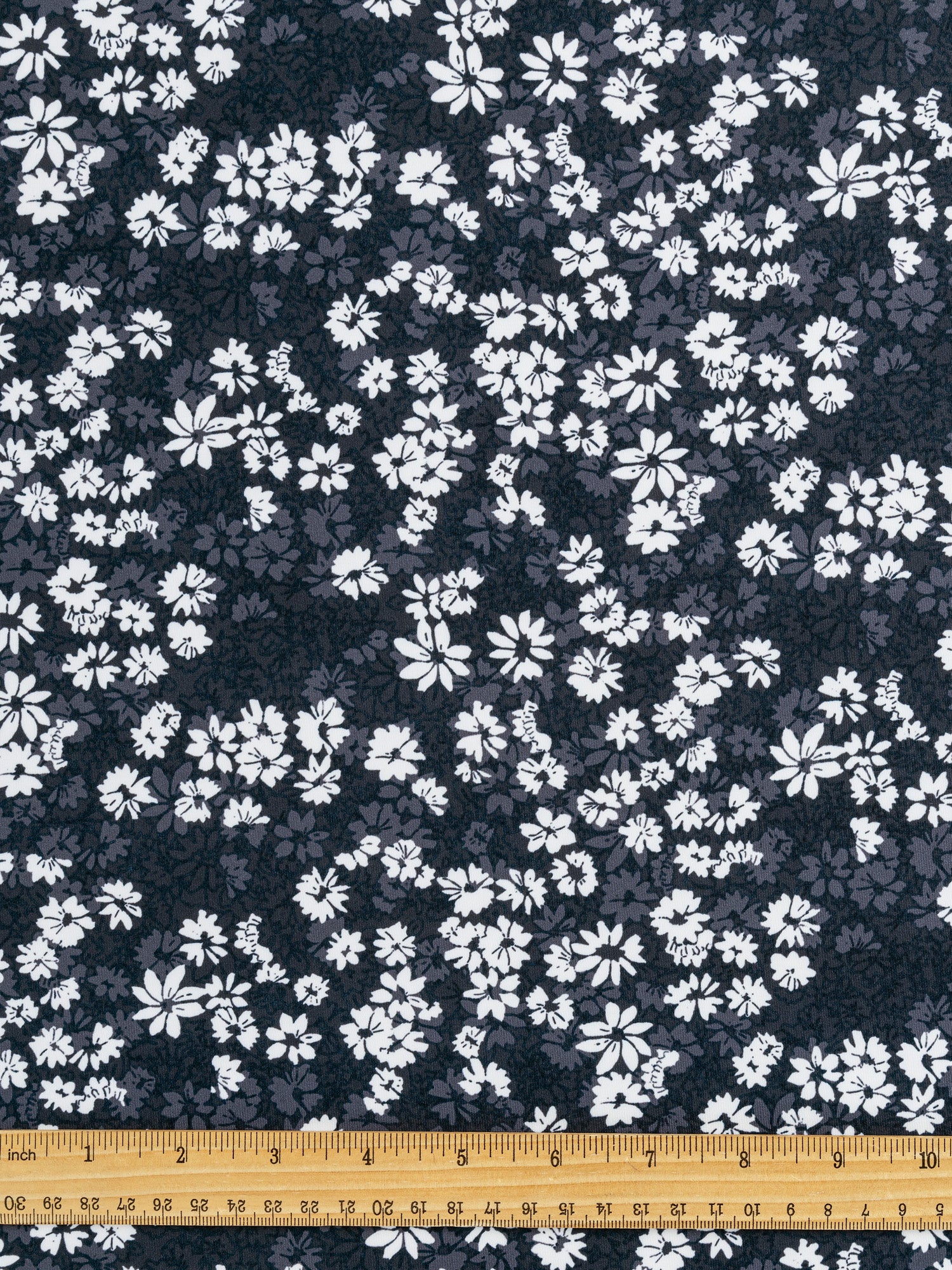 Ditzy Daisy Recycled Swim Performance Knit - Black + White | Core Fabrics