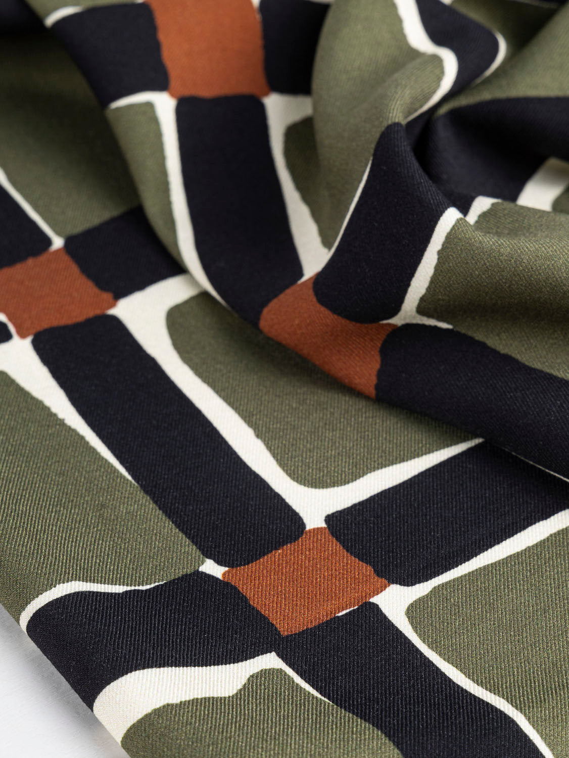 Wool Fabric By The Yard - F - Maroon, Cream, & Green Plaid