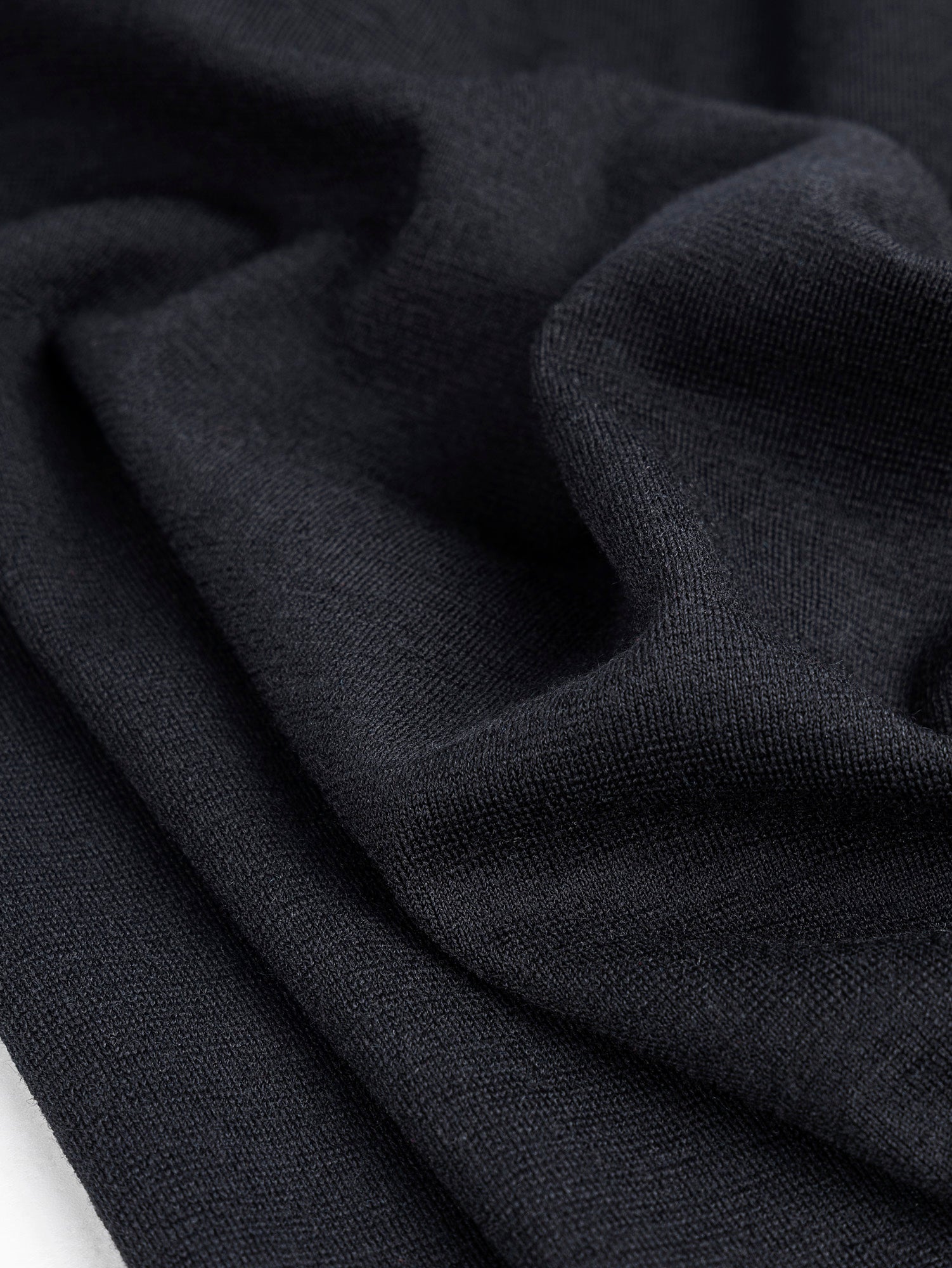Merino Wool Blend Fabric 4 Way Stretch Ponte Knit 350gsm Black EZ21 