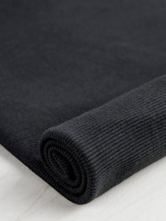 Heavy Organic Cotton 2x1 Rib Knit - Black
