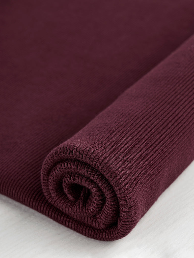 Coton biologique lourd 2x1 en tricot côtelé - Bordeaux