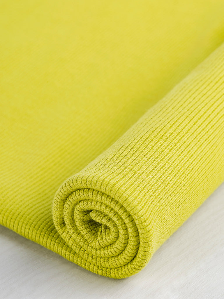 Coton biologique lourd 2x1 en tricot côtelé - Chartreuse