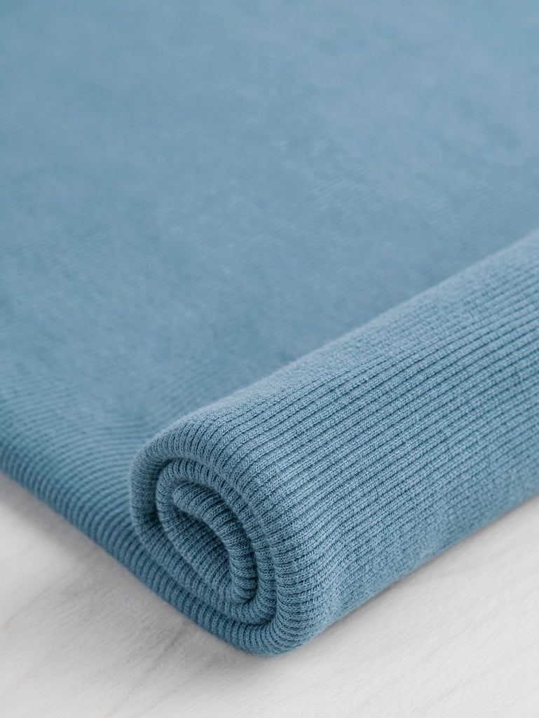 Coton biologique lourd 2x1 en tricot côtelé - Bleu ardoise