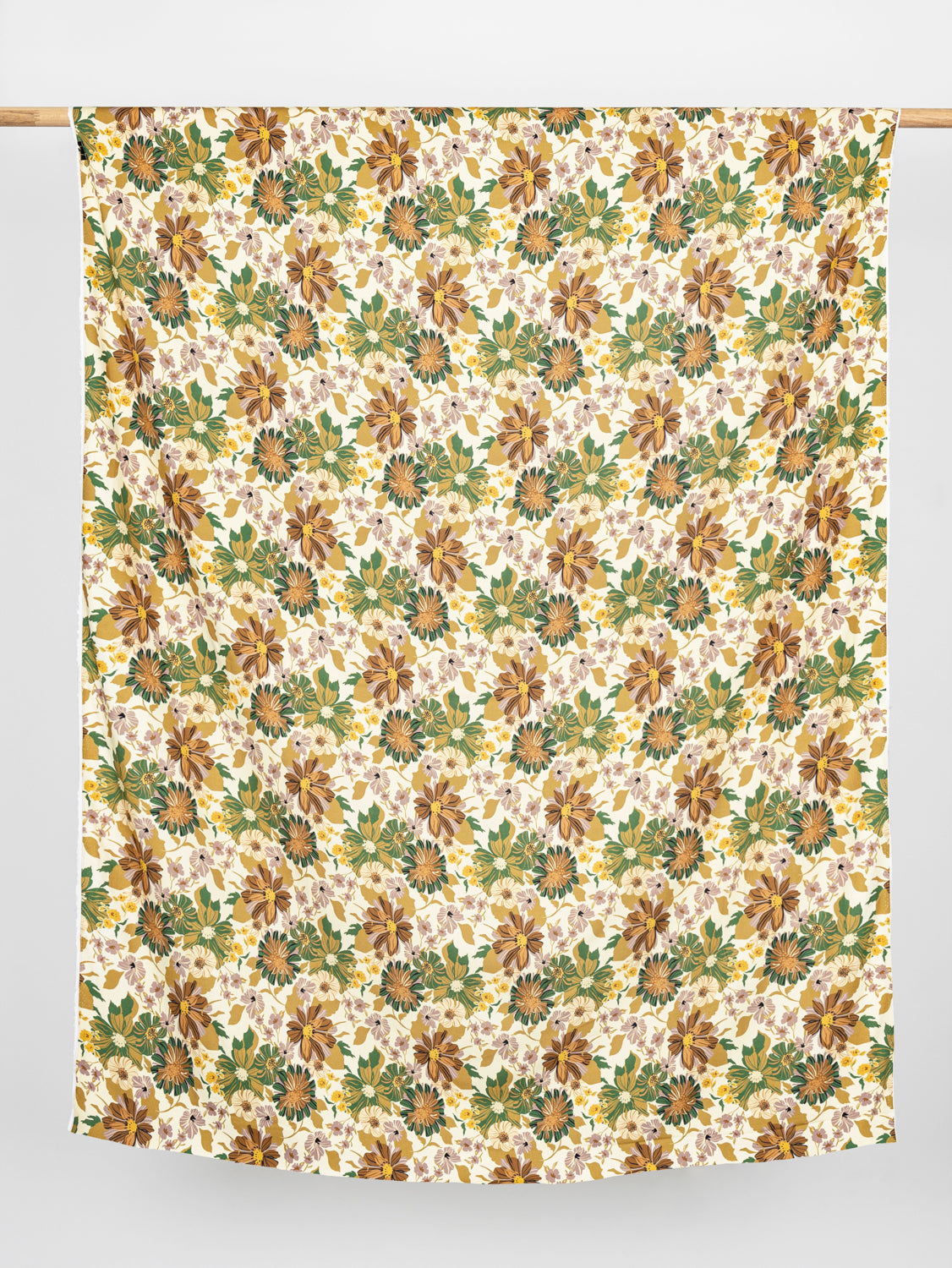 Heirloom Floral Print EcoVero Viscose Crepe - Cream + Ochre + Green + Rose | Core Fabrics