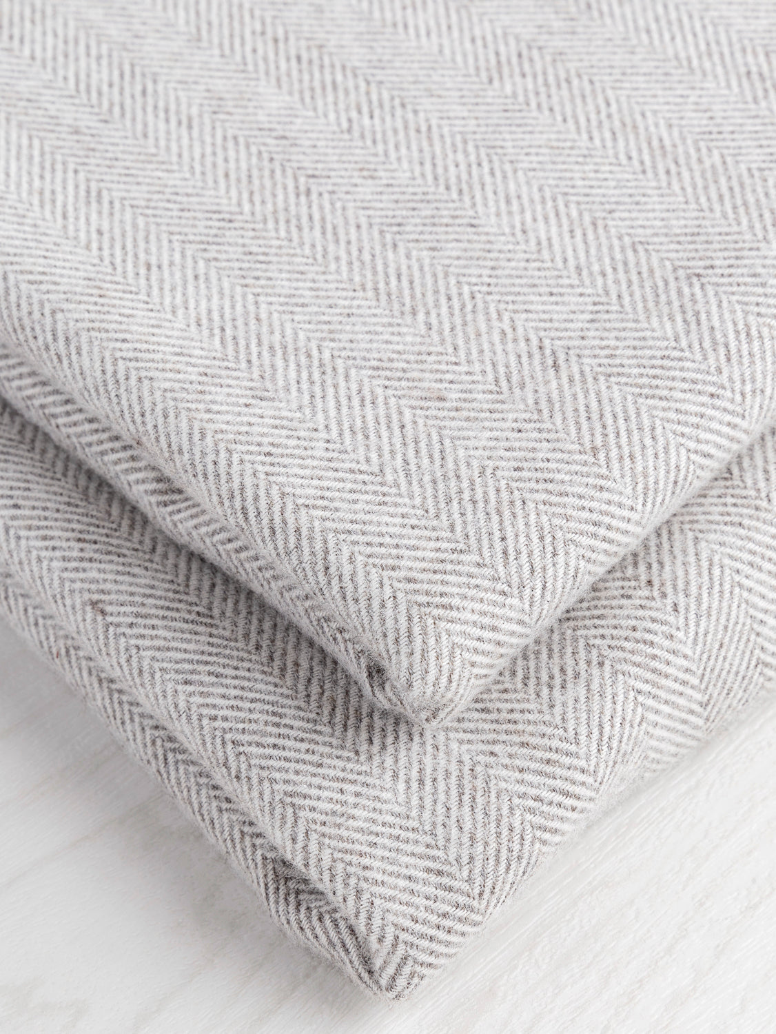 Herringbone Organic Cotton Flannel - Grey + White | Core Fabrics