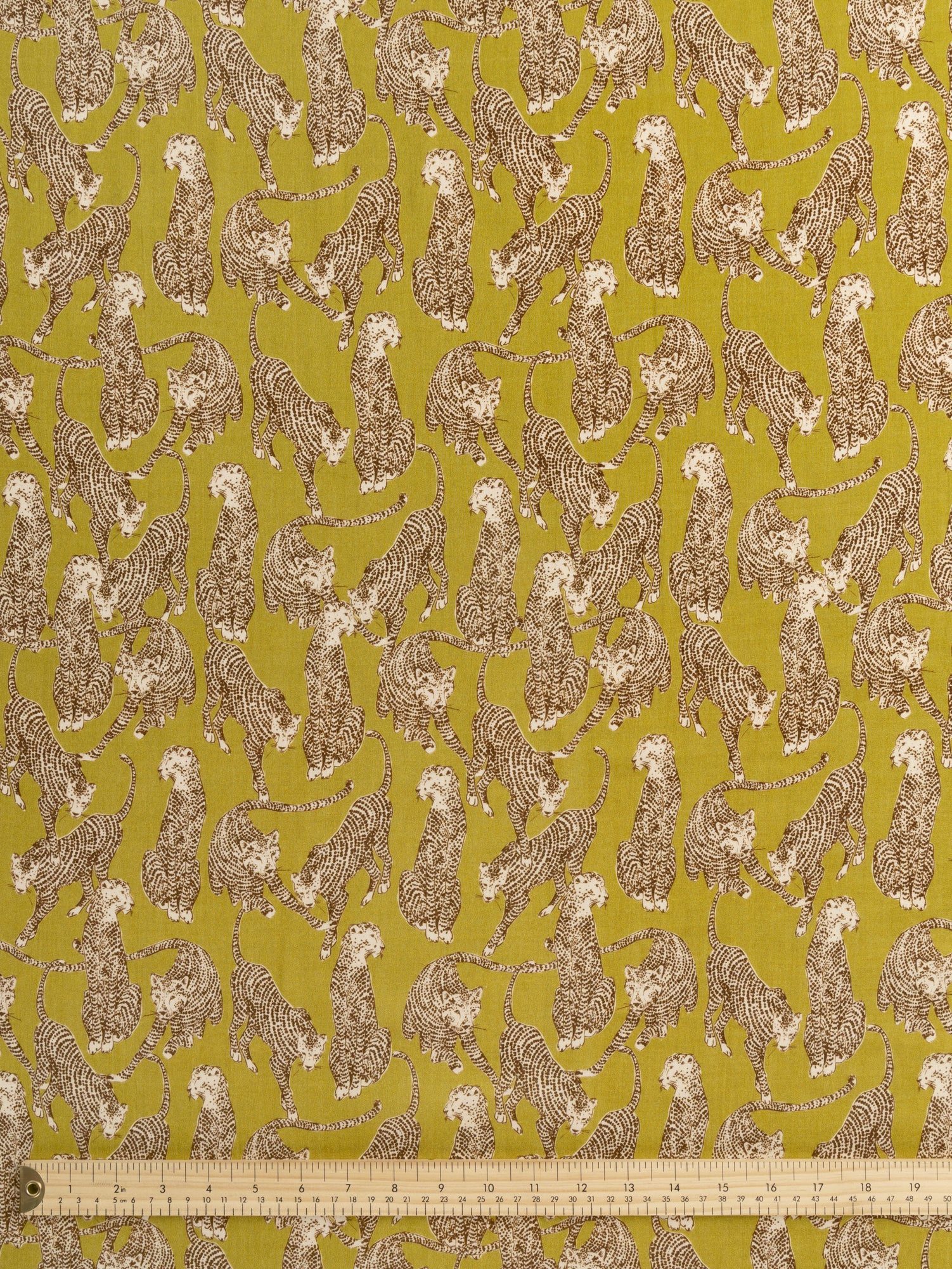 F-VIS272-Jaguar-Print-Viscose-Wool-Olive-Brown-Cream-Core-Fabrics-ruler.JPG