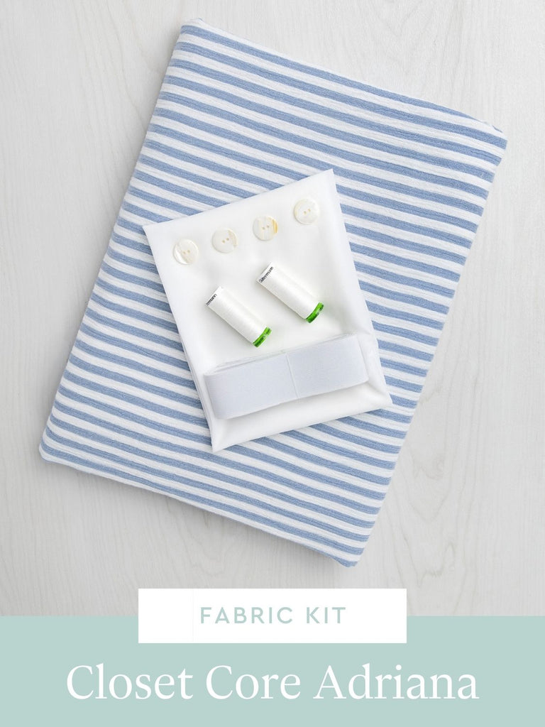 Kit pour l’ensemble Adriana | double gaze de coton rayée blanc et chambray