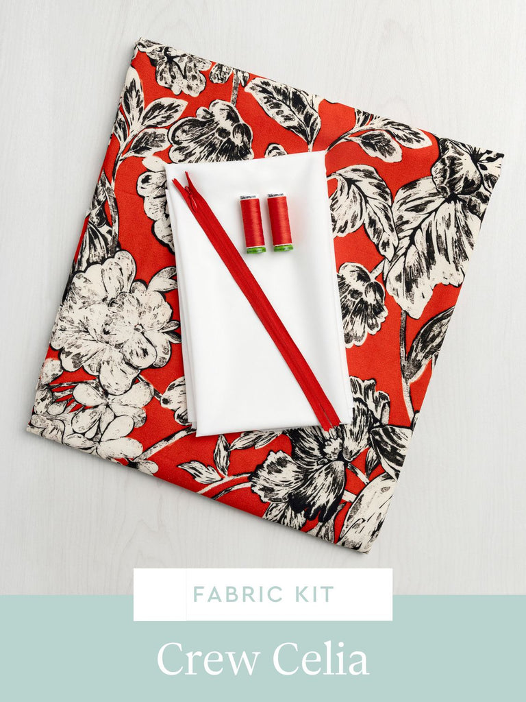 Celia Dress Kit | Illustrated Magnolia Print Viscose Crepe