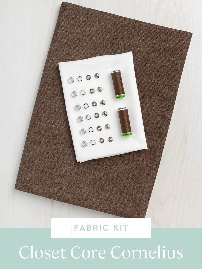 Cornelius Western Shirt Kit | Brown Recycled Cotton Denim Shirting