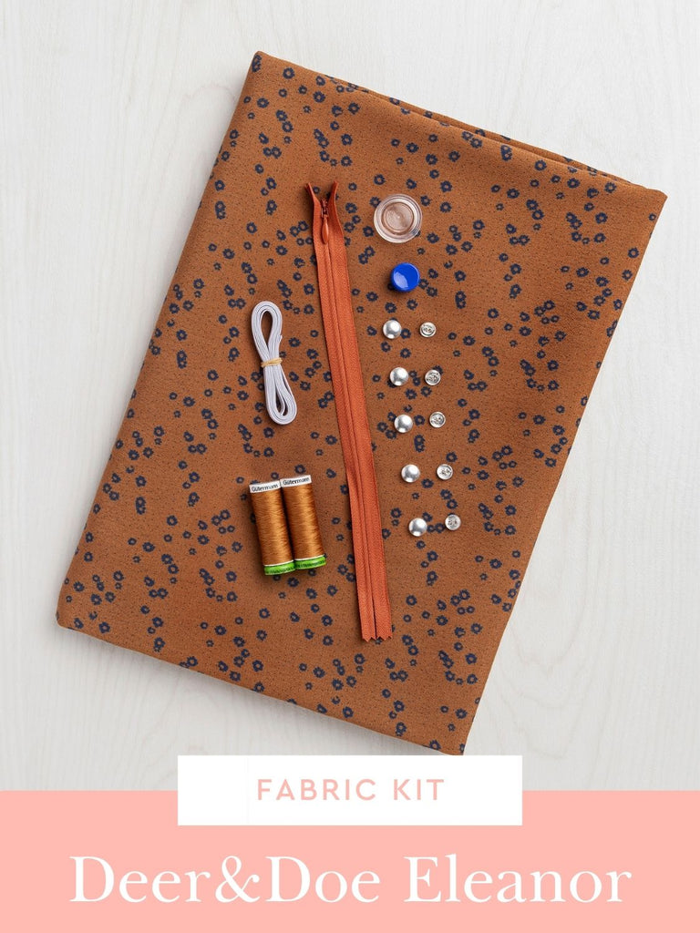 Eleanor Dress Kit | Caramel Ditzy Flower Dot Print Ecovero Crepe de Chine