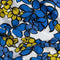 Large Floral Print Japanese Cotton Lawn - White + Periwinkle + Black + Yellow