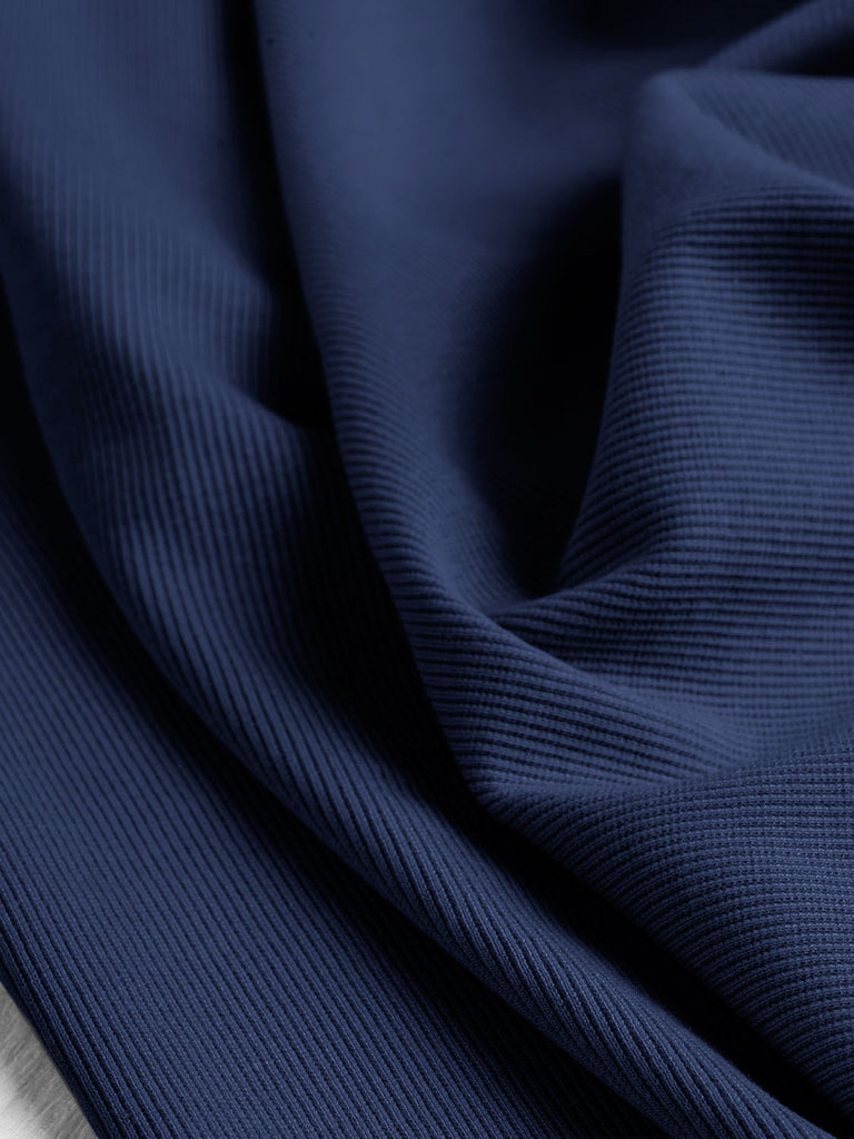 Recycled Cotton Rib Knit - Nautical Blue