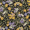Satin de coton à motif d’orchidées et de muguet – Noir + Violet + Vert + Orange