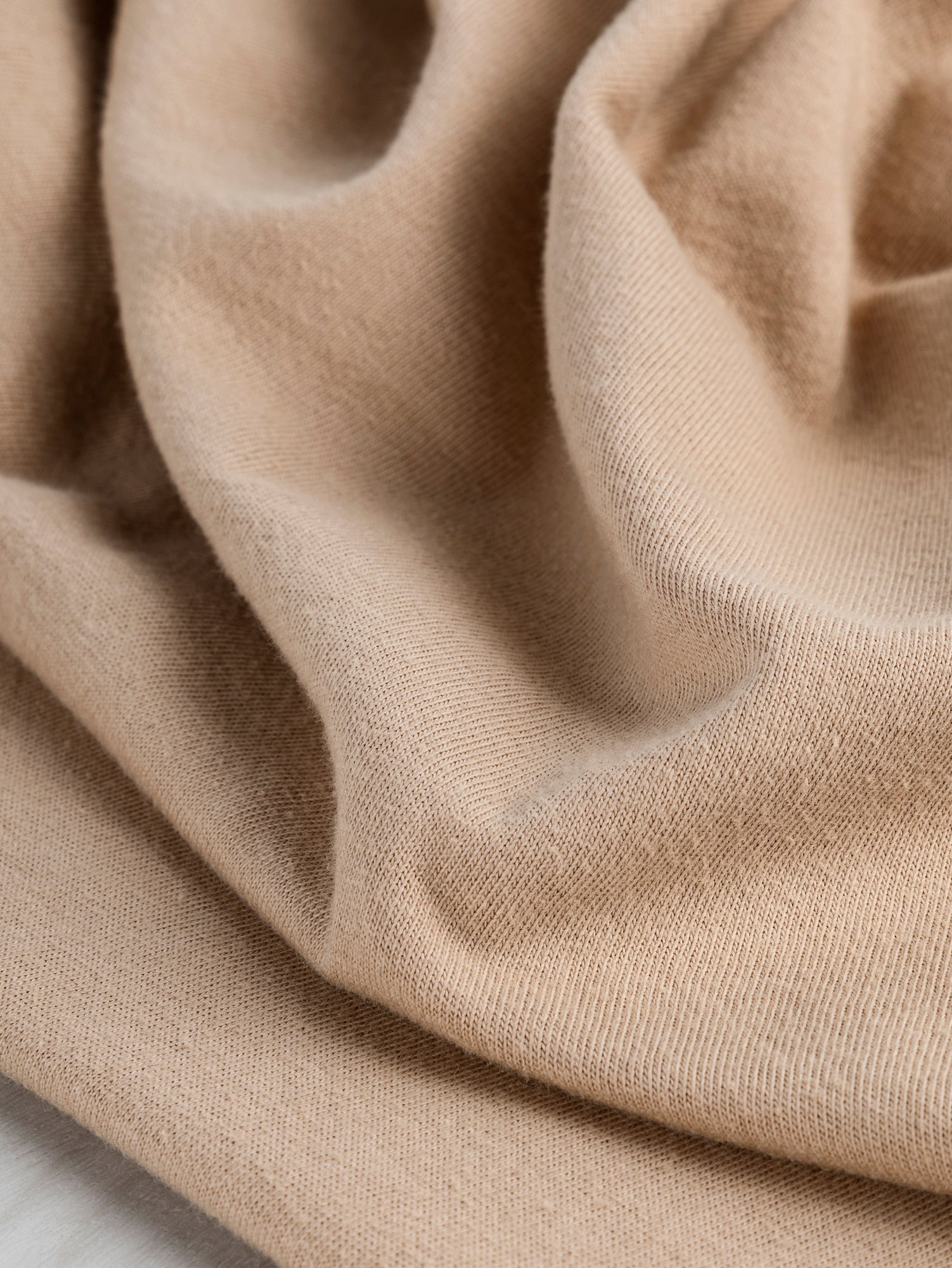 Organic Cotton Washed Jersey Knit Beige Core Fabrics
