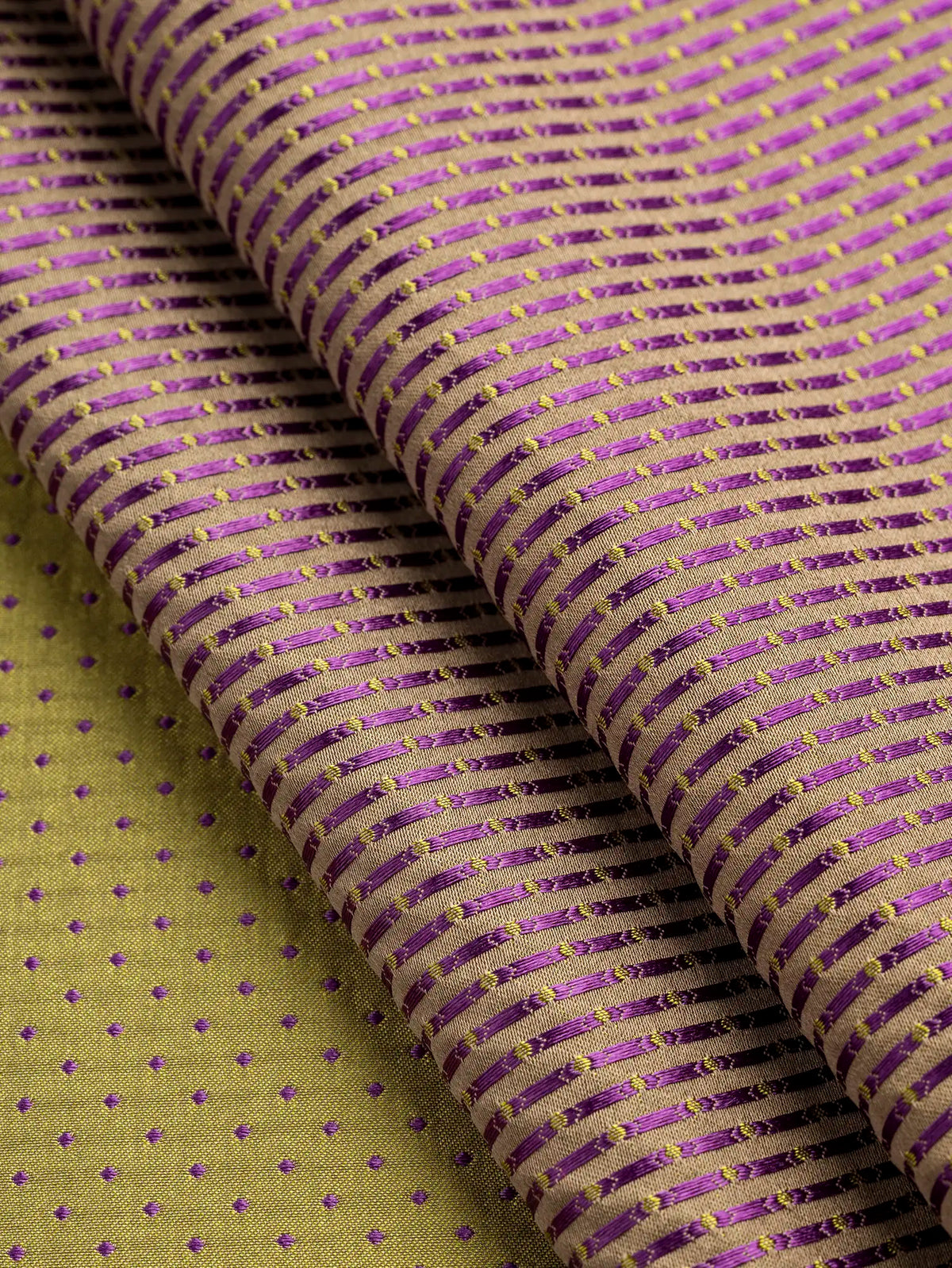 Reversible Silk Jacquard Deadstock - Olive + Purple | Core Fabrics