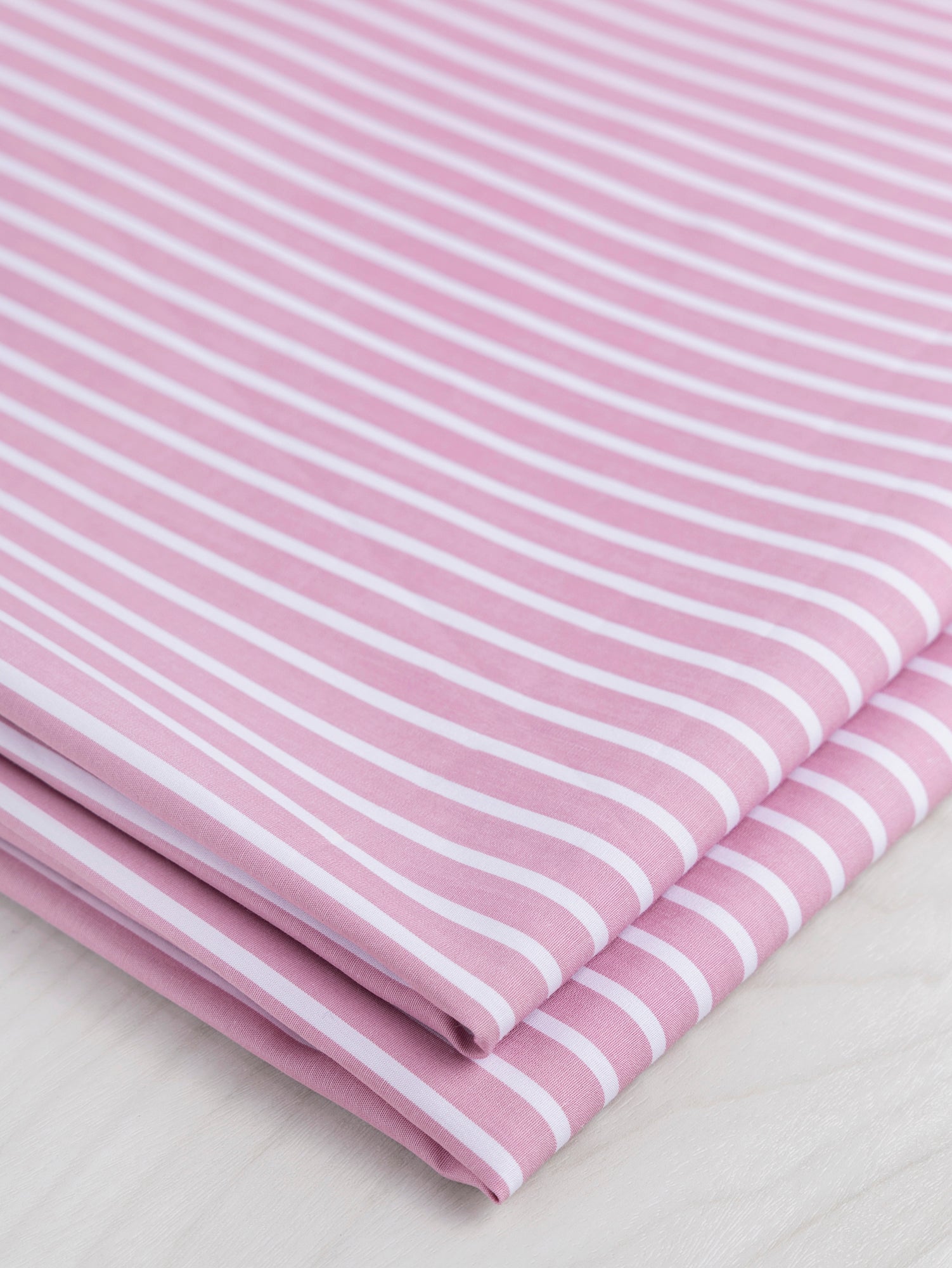 Stripe Cotton Poplin Shirting - Pink + White | Core Fabrics