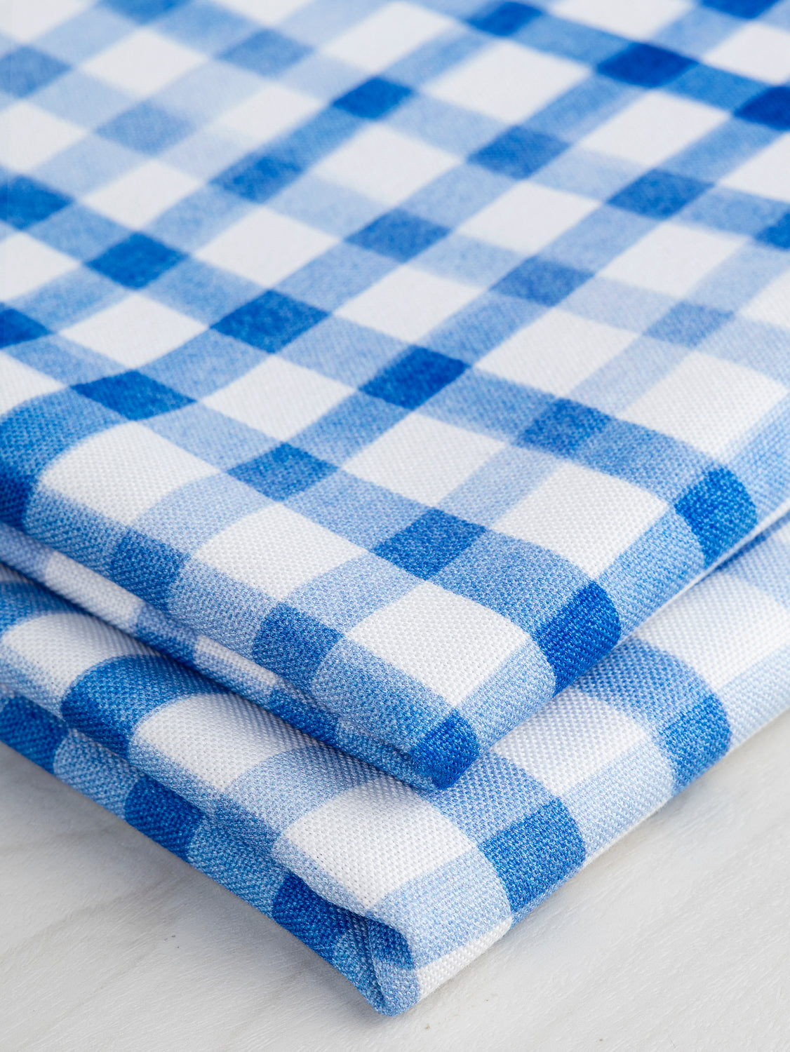 Swing Check Print Organic Cotton Canvas - White + Blue | Core Fabrics