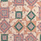 Imprimé courtepointe fleurs vintage coton - Beige + Pêche + Vert + Rose