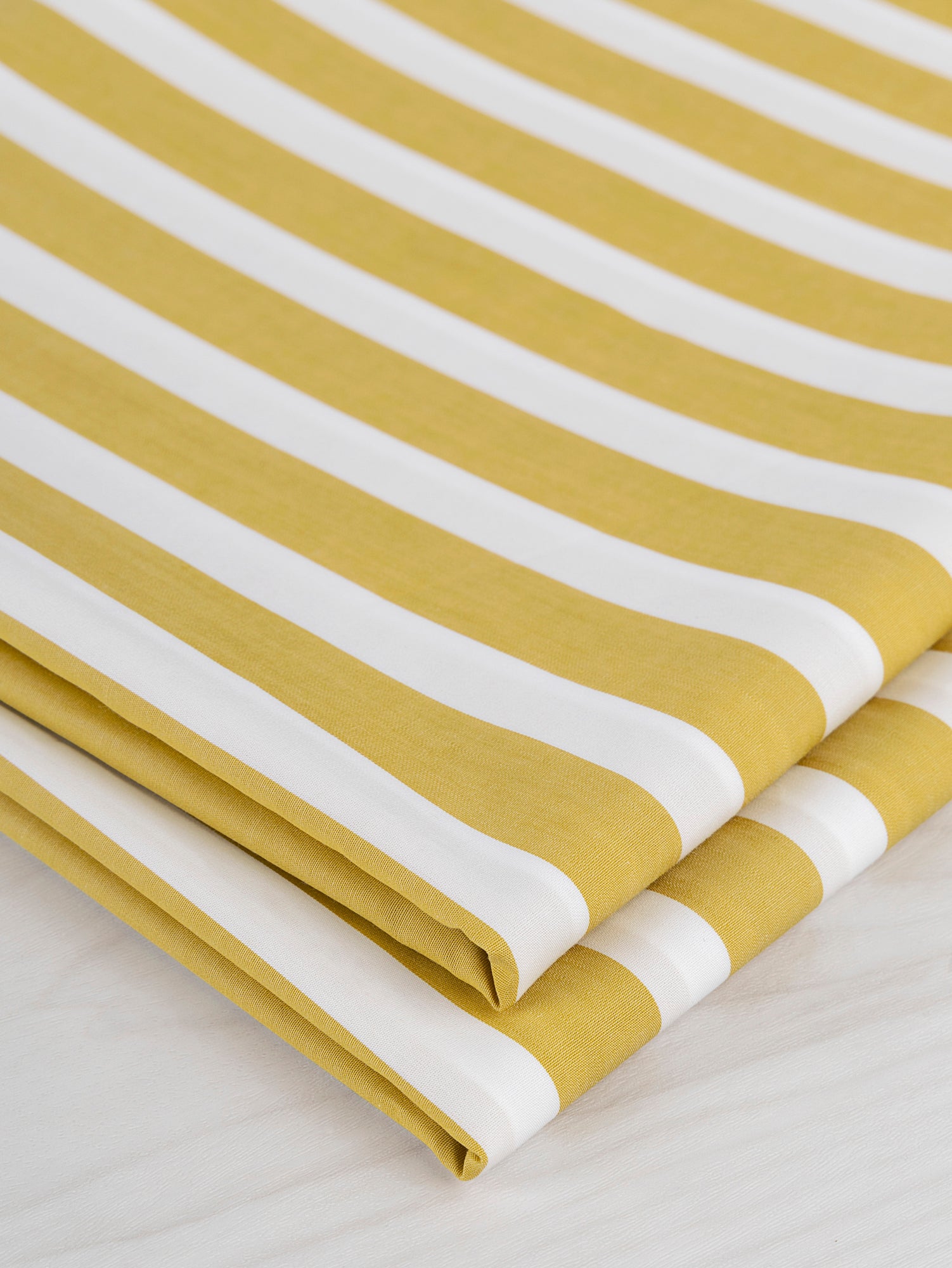 Wide Stripe Cotton Poplin Shirting - Mustard + White | Core Fabrics
