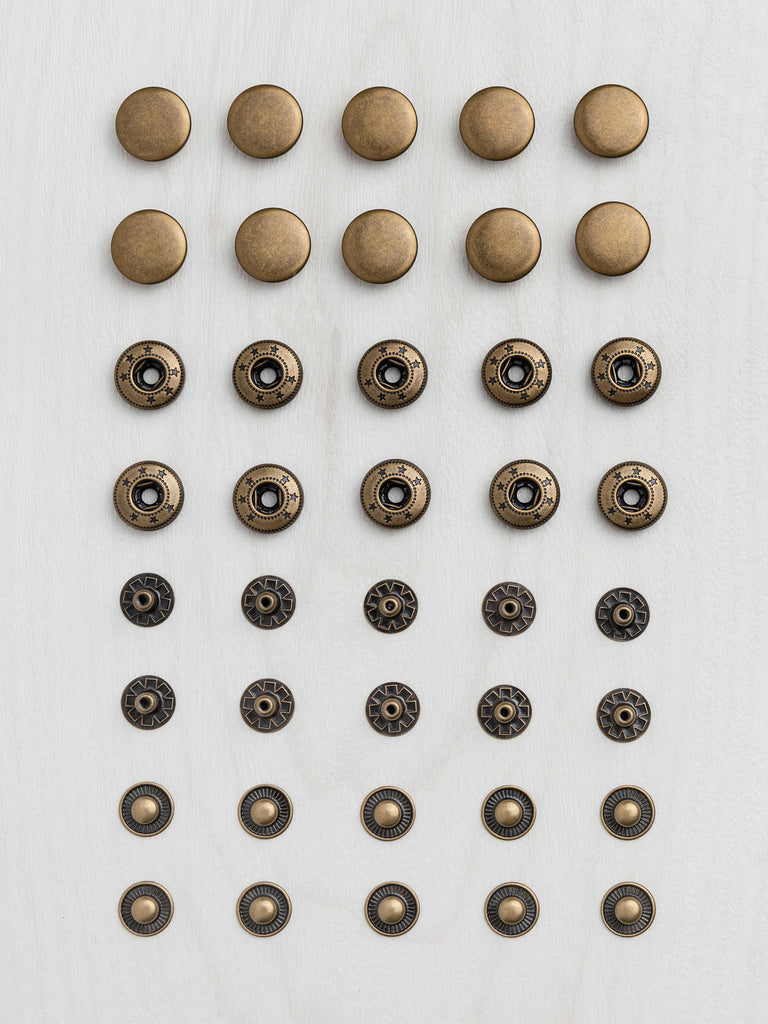 15mm Antique Brass Spring Snaps - 10 Pack