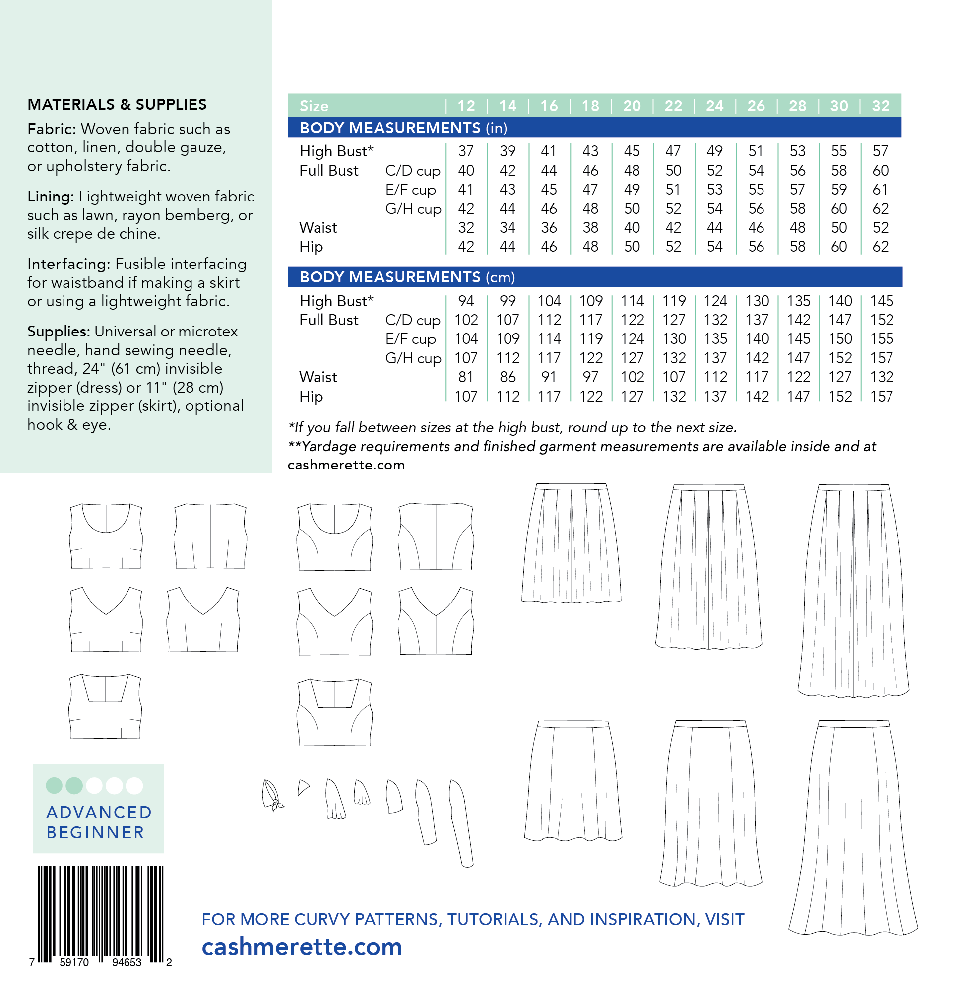 Cashmerette - Upton Dress & Skirt Expansion | Core Fabrics