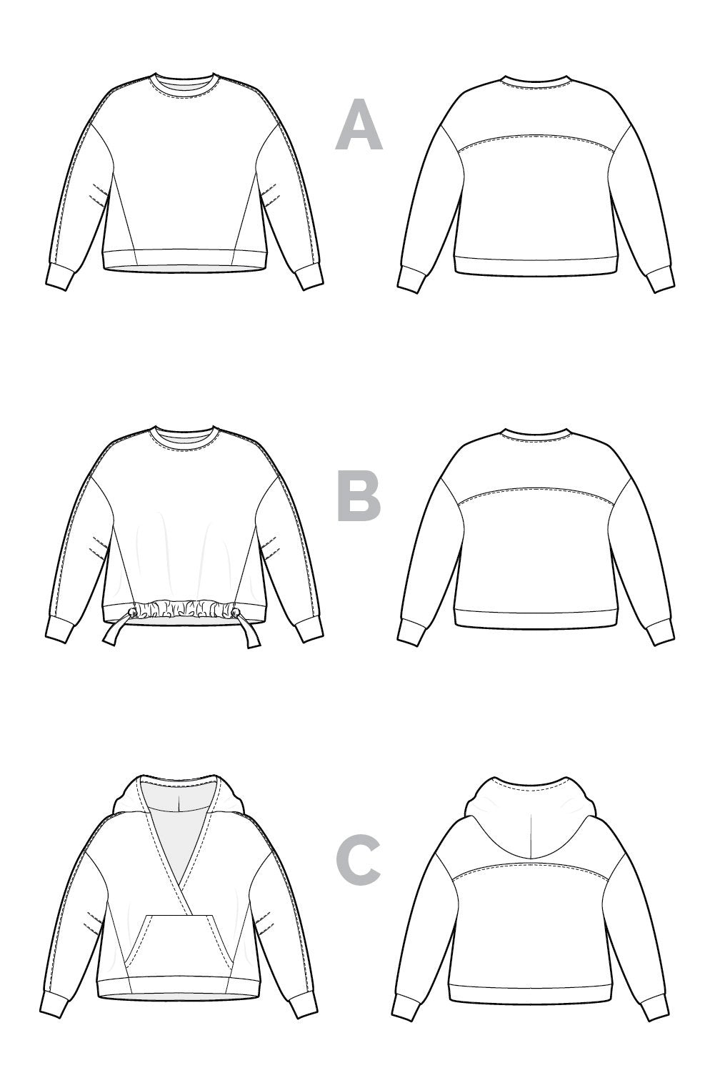 MileEndSweatshirtpattern_Techflats-07 | Core Fabrics