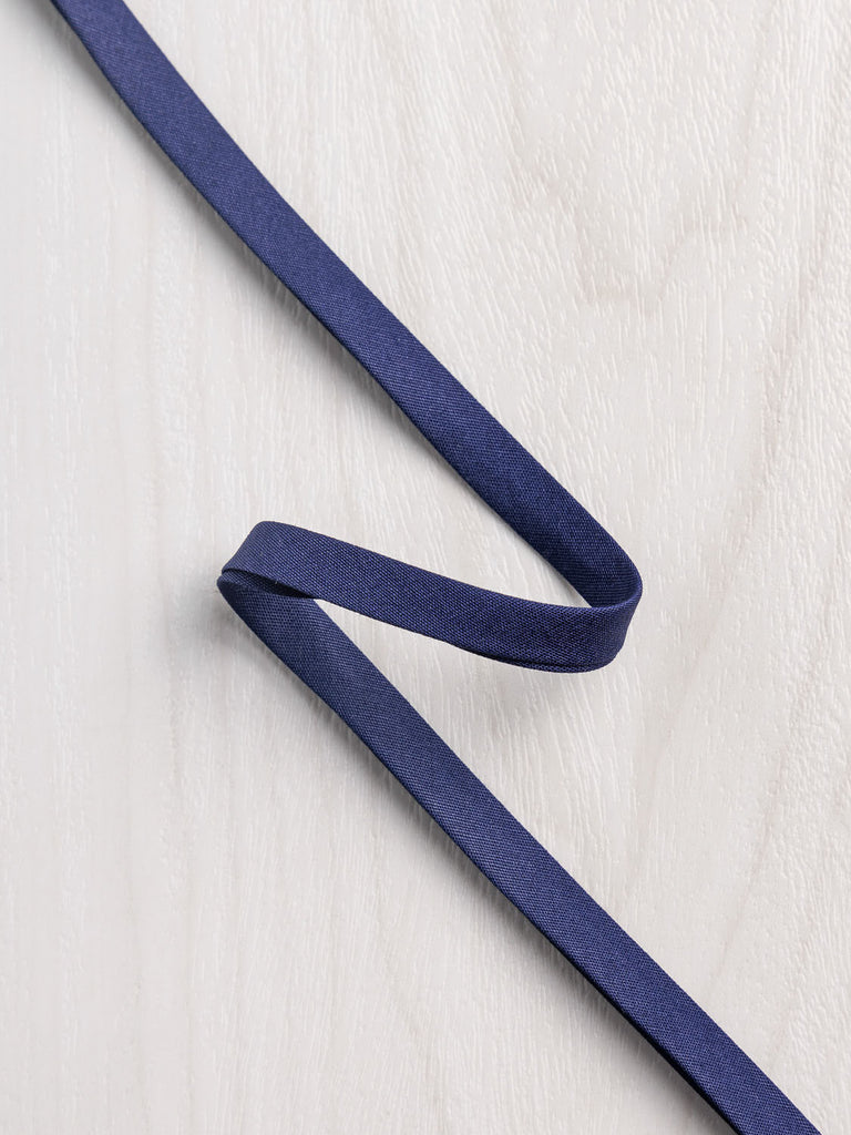 Ruban de biais en popeline de coton à double pli - largeur 10 mm (3/8 po) - Marine