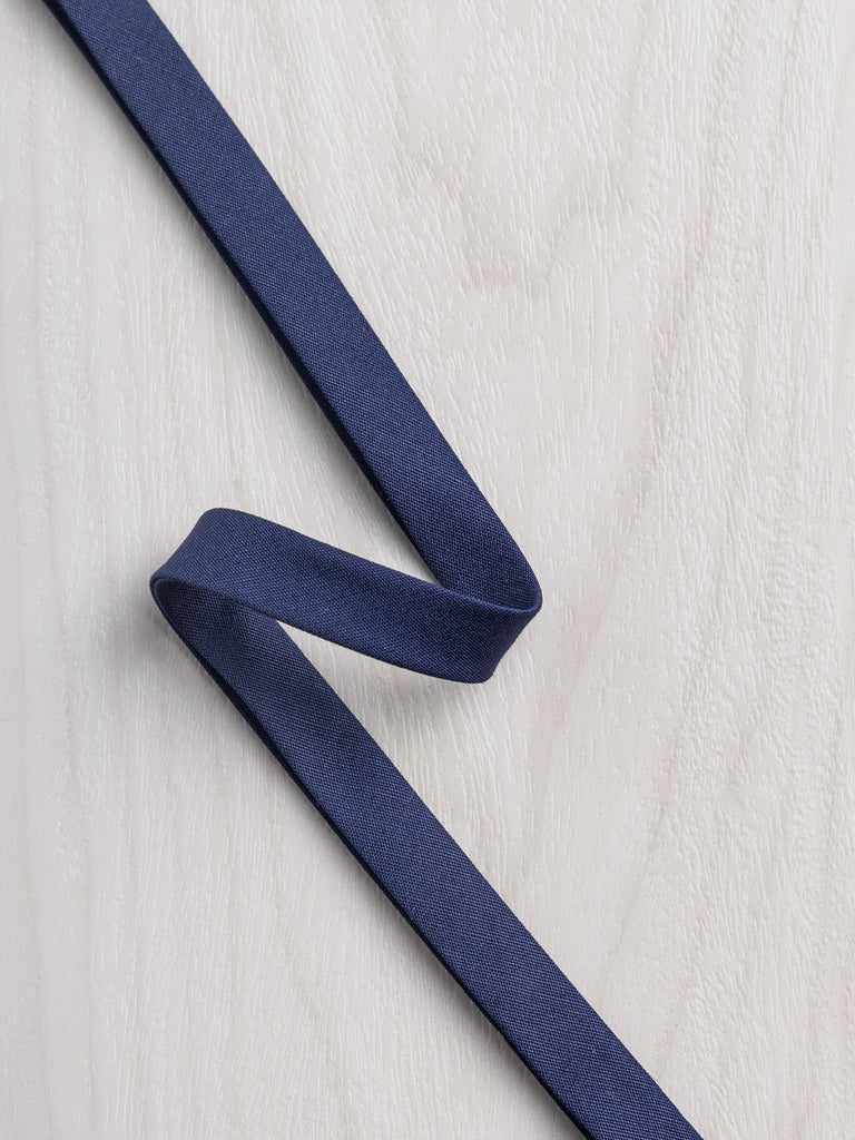 Ruban de biais en popeline de coton à double pli - largeur 13 mm (1/2 po) - Marine