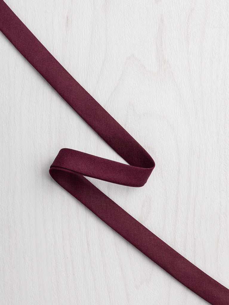 Ruban de biais en popeline de coton à double pli - largeur 13 mm (1/2 po) - Merlot