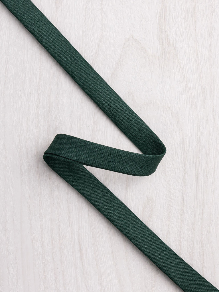 Ruban de biais en popeline de coton à double pli - largeur 13 mm (1/2 po) - Forêt
