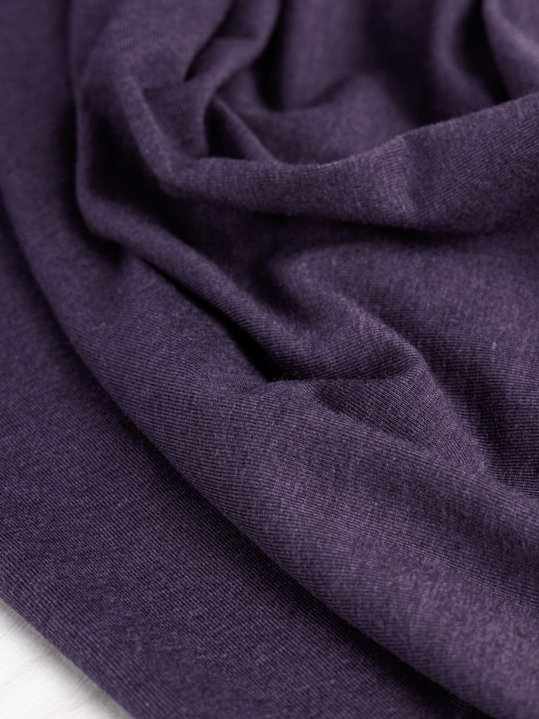 Tricot stretch en coton bio + Tencel - Aubergine