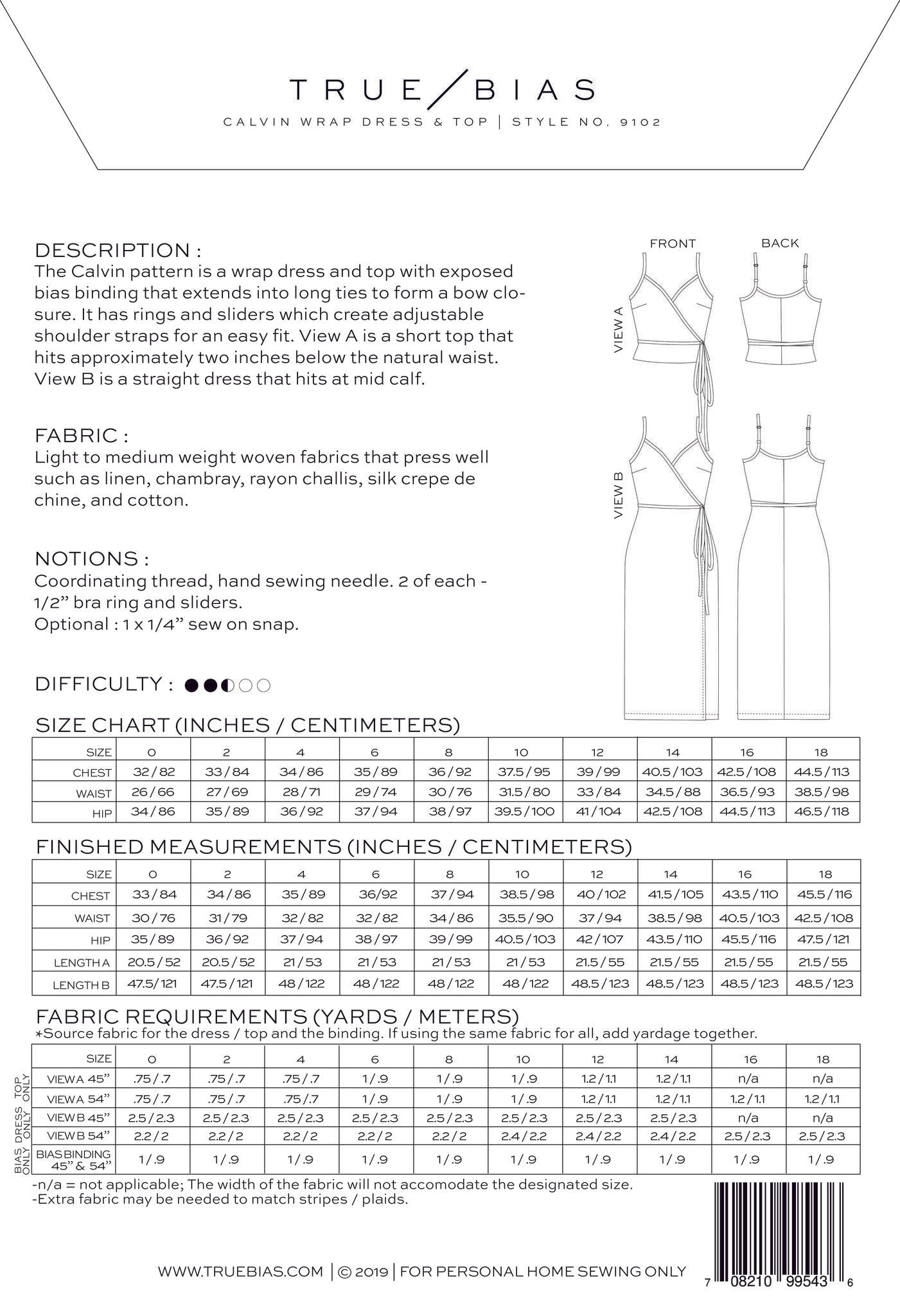 True Bias - Calvin Wrap Dress & Top | Core Fabrics