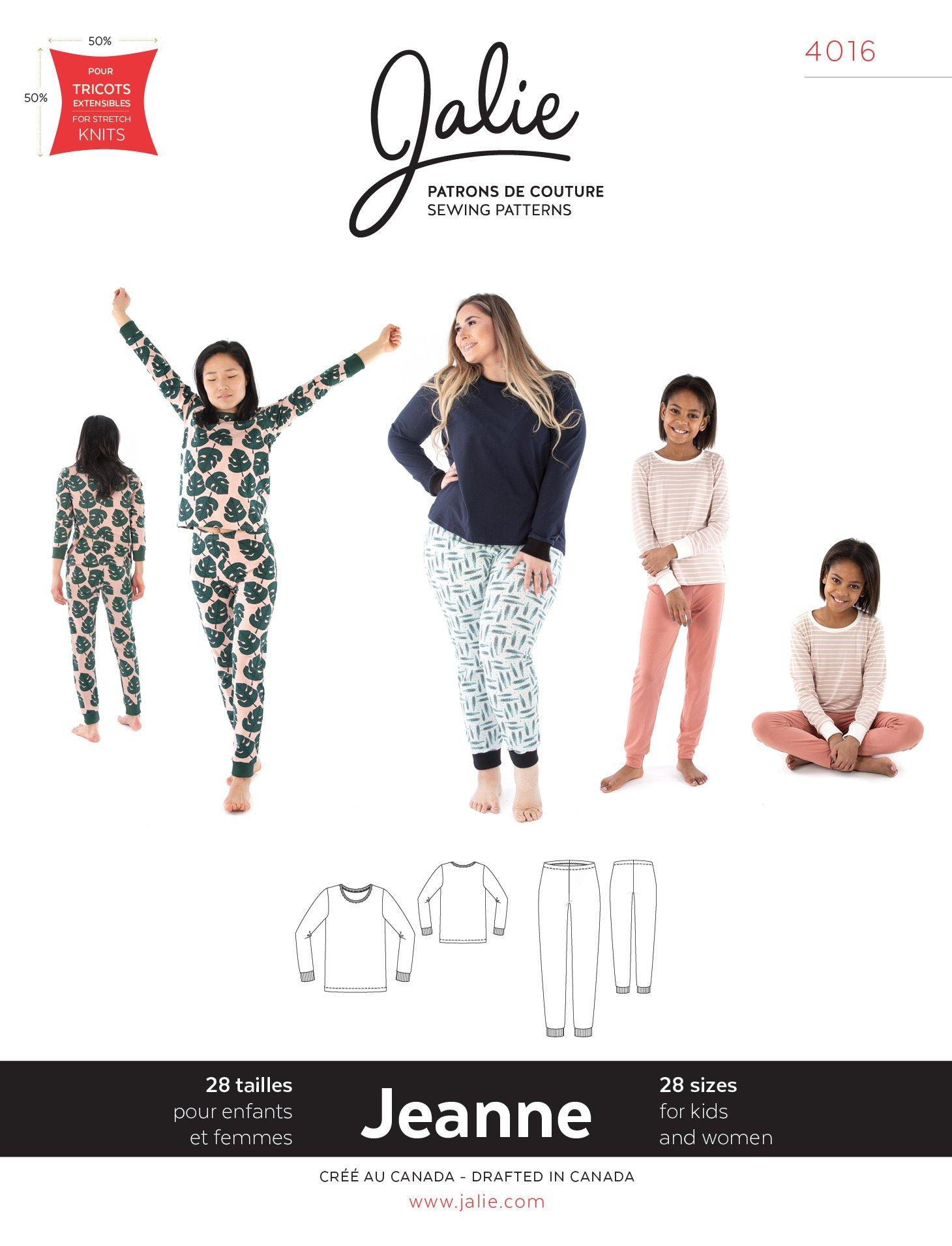 Jalie Sewing Pattern - Jeanne Knit PJ Set | Core Fabrics