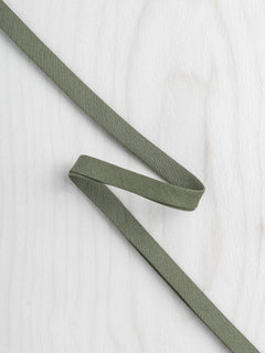 Double-Fold Cotton Poplin Bias Tape - 10 mm (3/8") wide - Olive