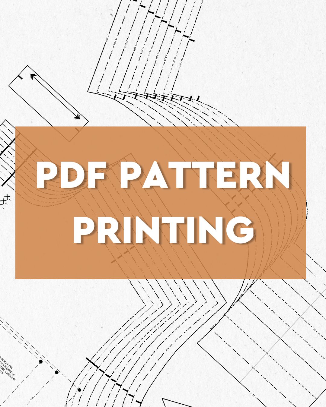Text 'PDF Pattern Printing' on a design background with patterns and lines.