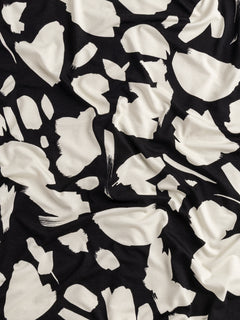 Abstract Brushstroke Viscose Knit - Black + Cream