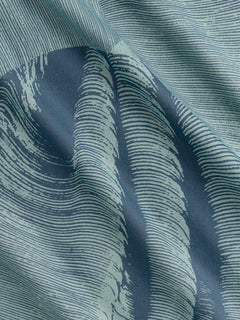 Abstract Wave Print BCI Cotton Voile - Denim + Teal