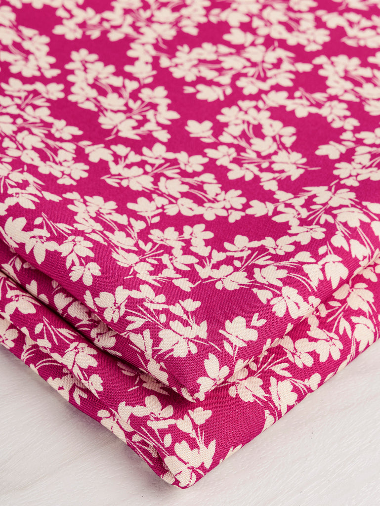 Azaleas Ditzy Floral Print Ecovero Viscose - Magenta + Cream