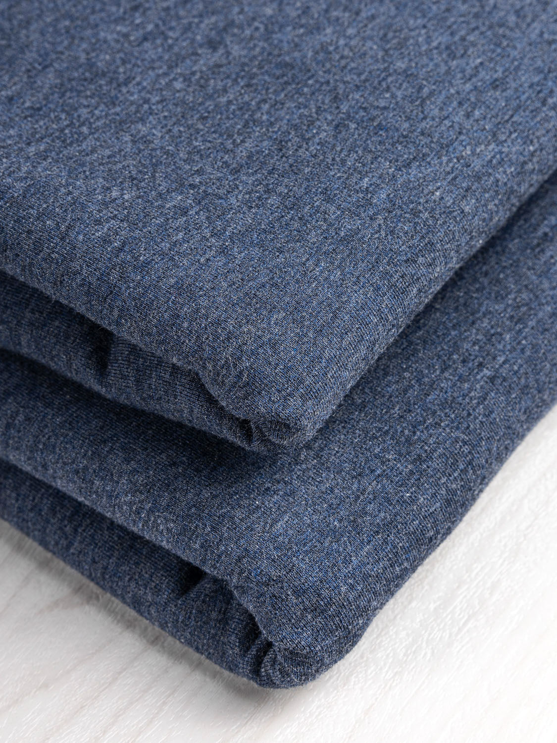 Bamboo Stretch 2x2 Rib Knit Fabric by the yard or Wholesale, Heather Navy  or Lake