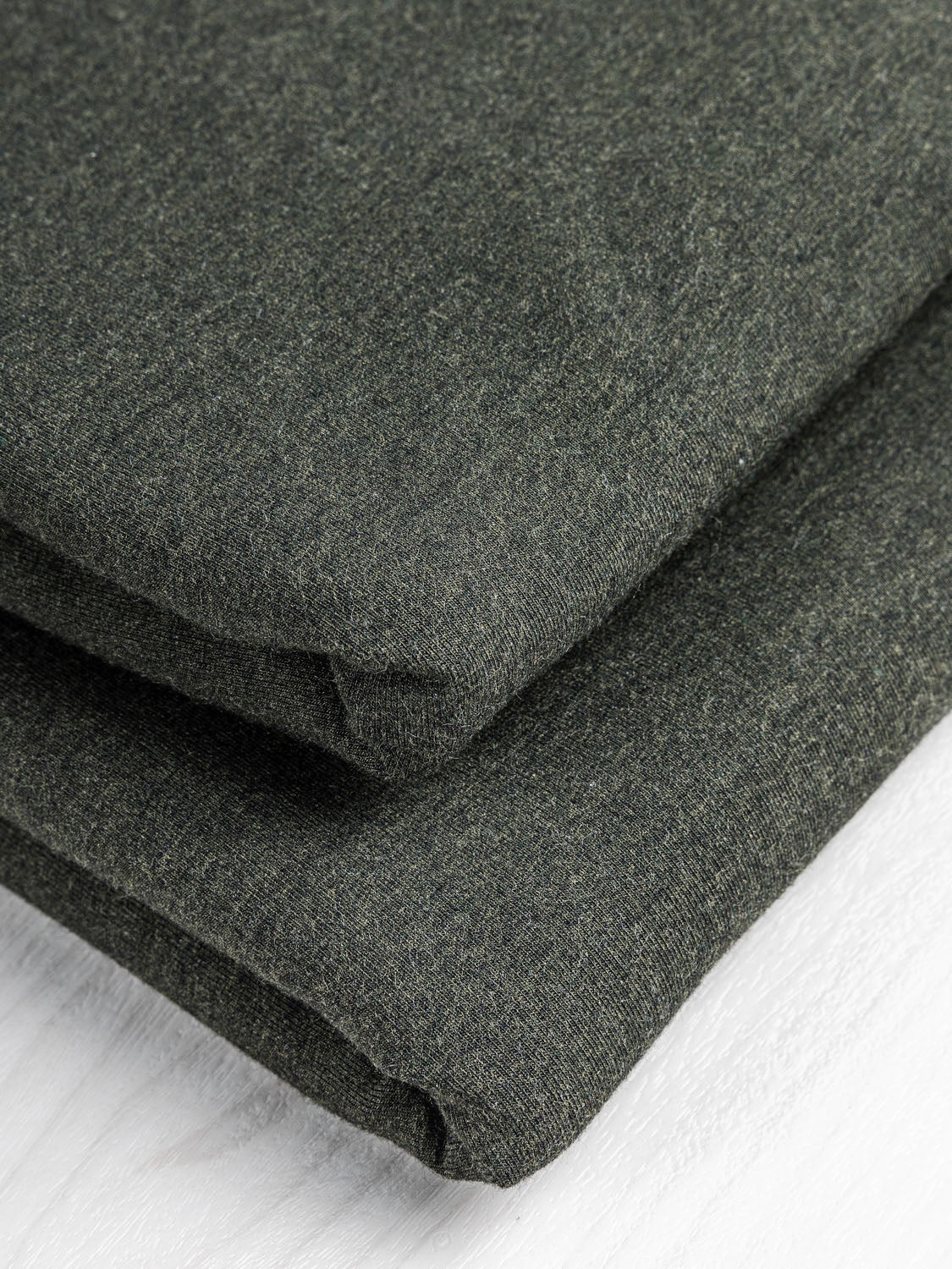Bamboo Cotton Stretch Fleece - Heather Green | Core Fabrics
