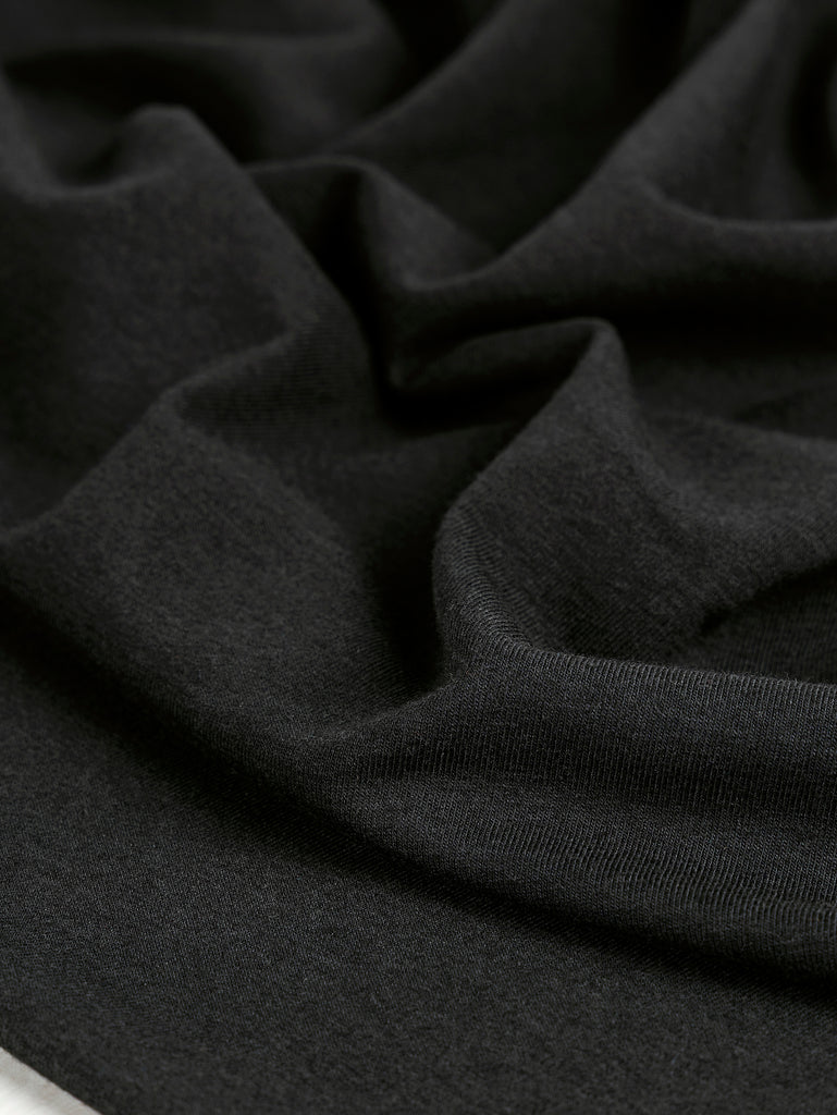 Jersey maille extensible en bambou, coton biologique et élasthanne – Noir