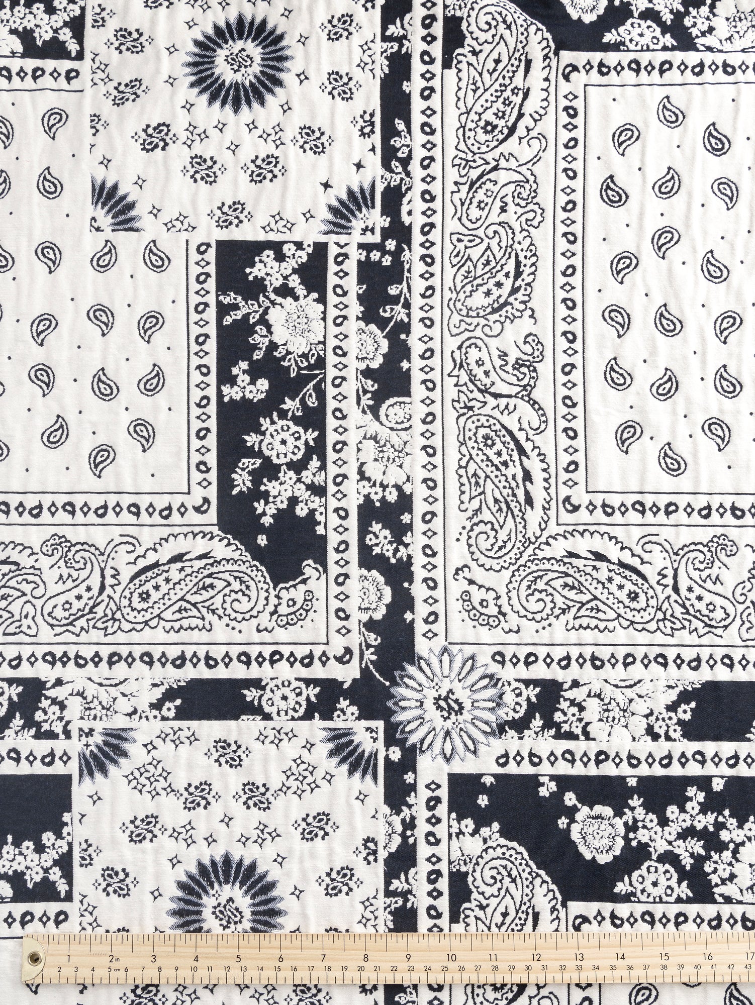 Bandana Cotton Jacquard - Black + Cream | Core Fabrics