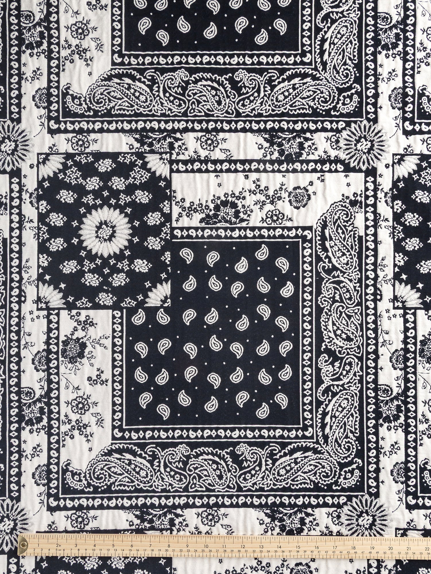 Bandana Cotton Jacquard - Black + Cream | Core Fabrics